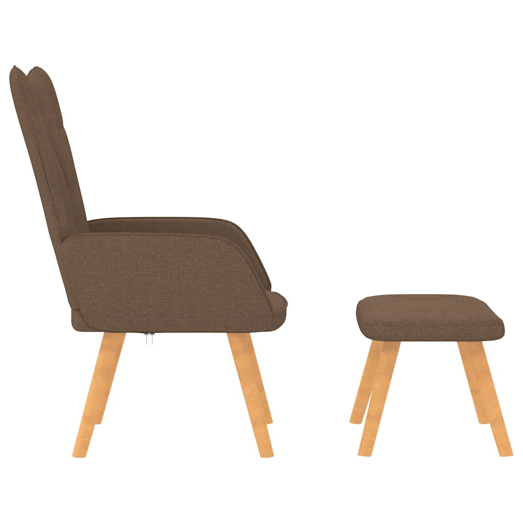 Relaxing chair with stool, brown, textile material