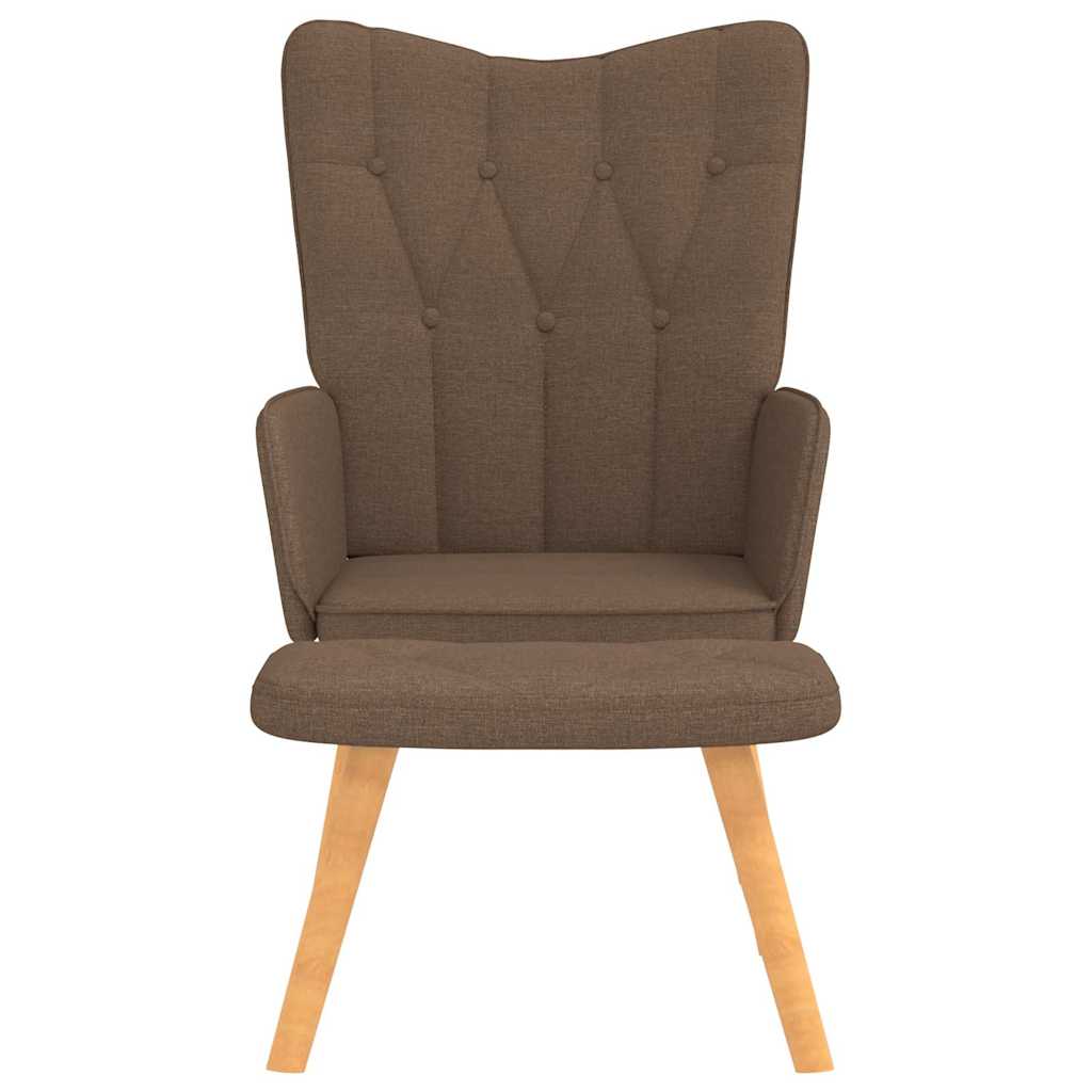 Relaxing chair with stool, brown, textile material