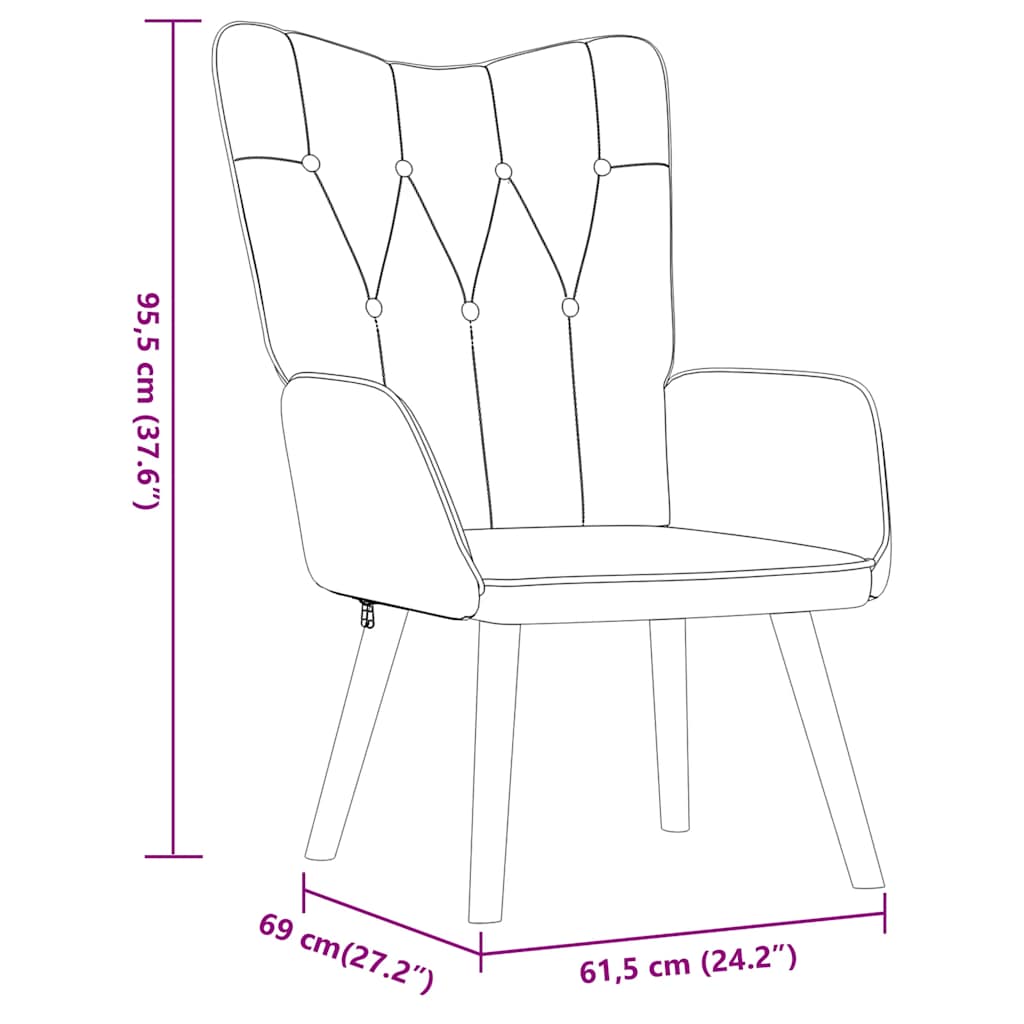 Relaxing chair with stool, brown, textile material