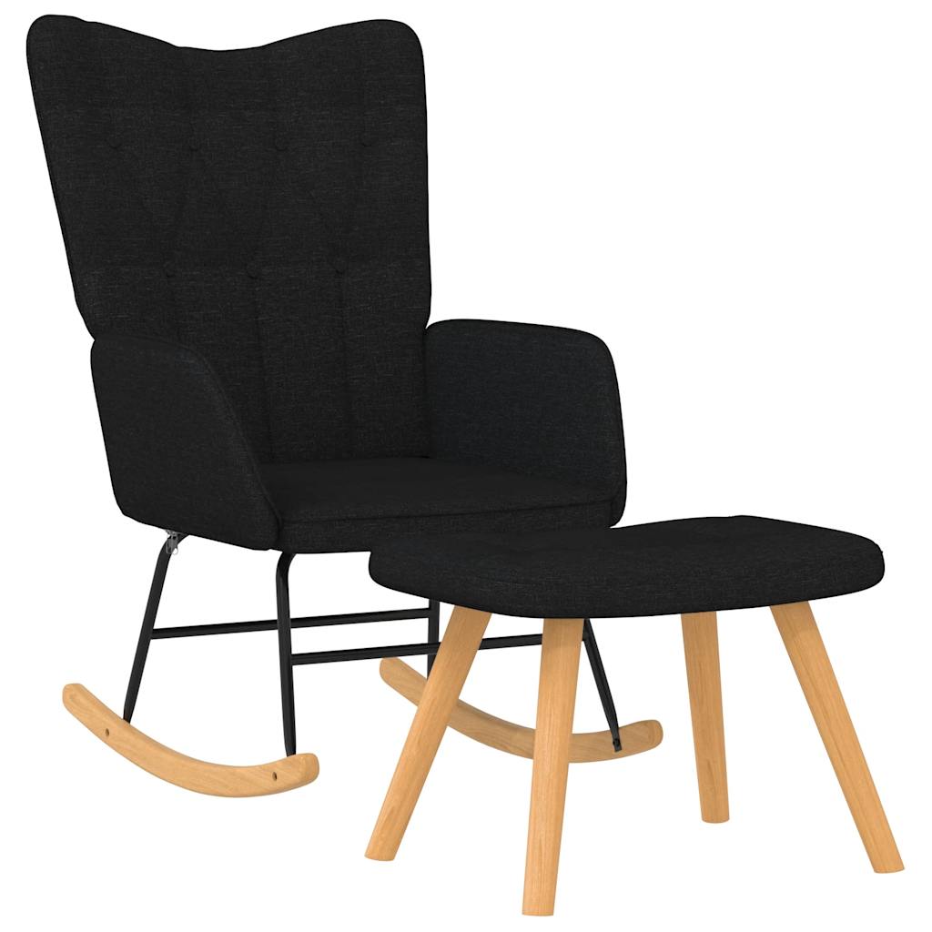 Rocking chair with stool, black, textile