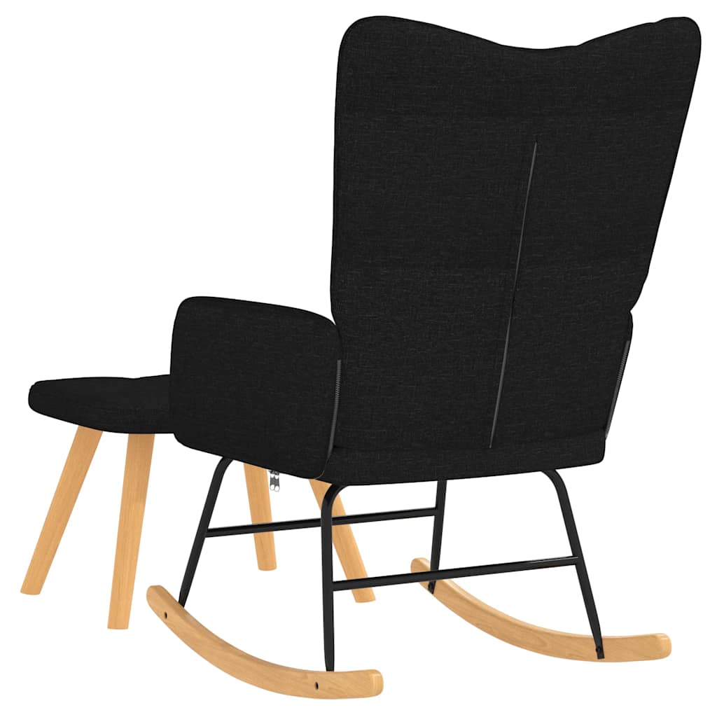 Rocking chair with stool, black, textile