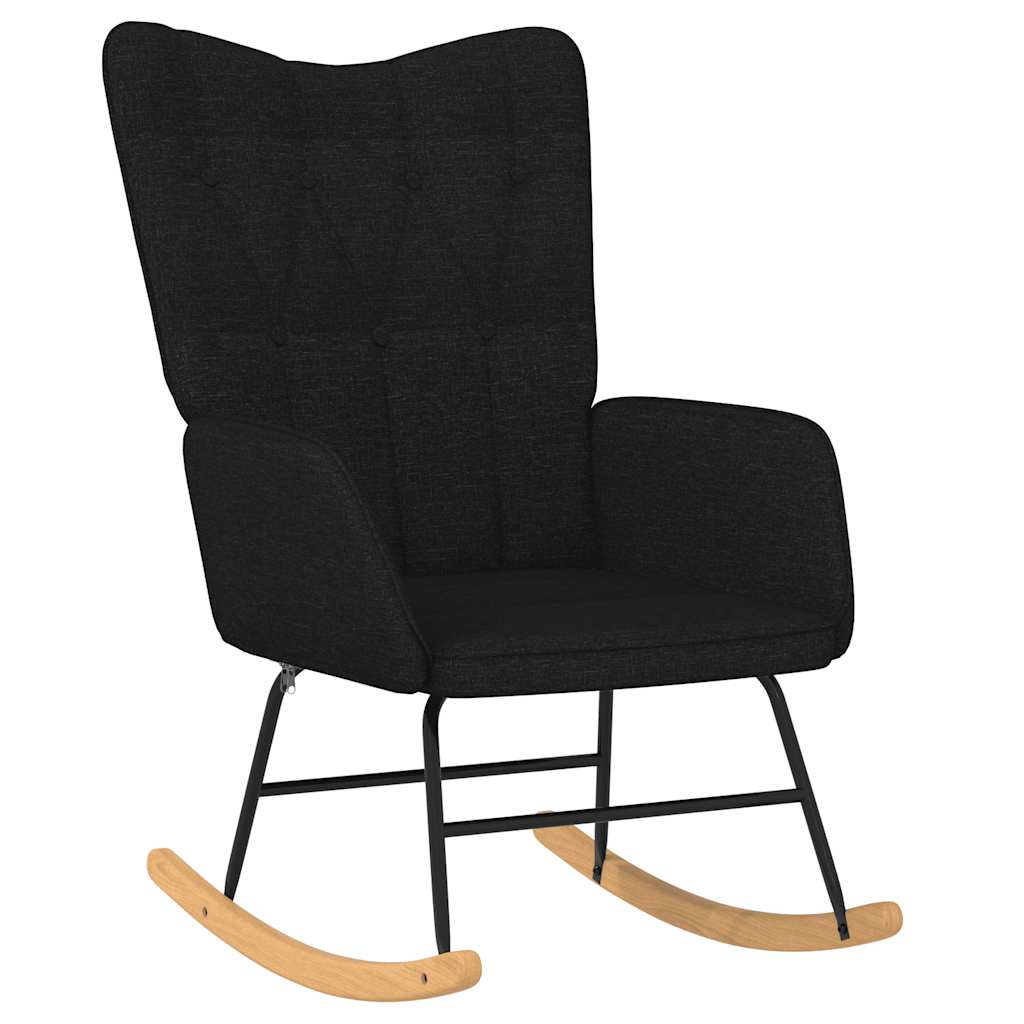 Rocking chair with stool, black, textile