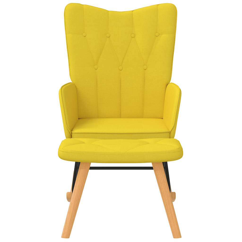 Rocking chair with stool, mustard yellow, textile