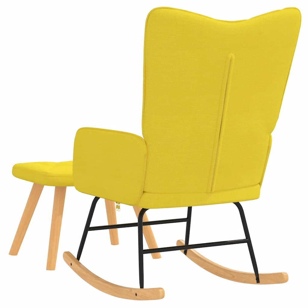 Rocking chair with stool, mustard yellow, textile