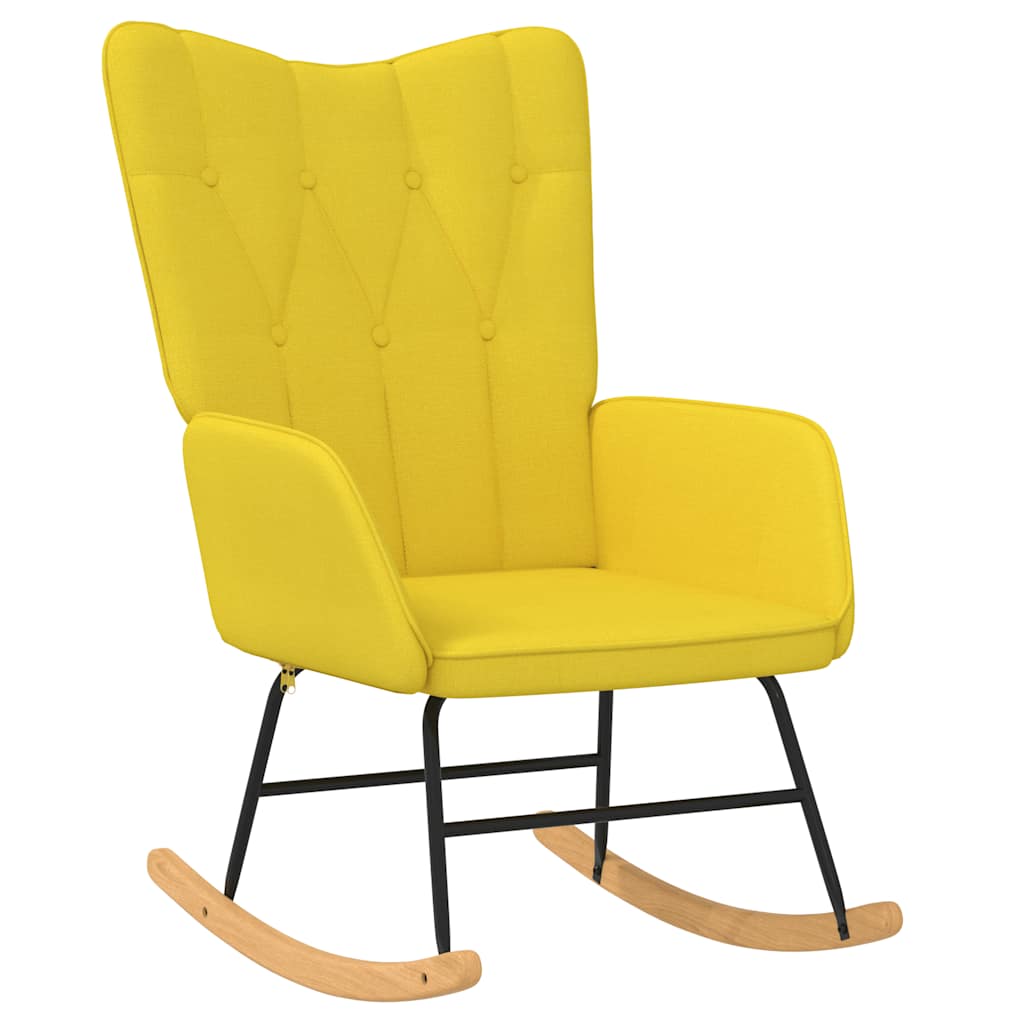 Rocking chair with stool, mustard yellow, textile