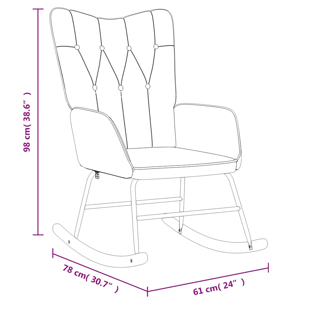 Rocking chair with stool, mustard yellow, textile