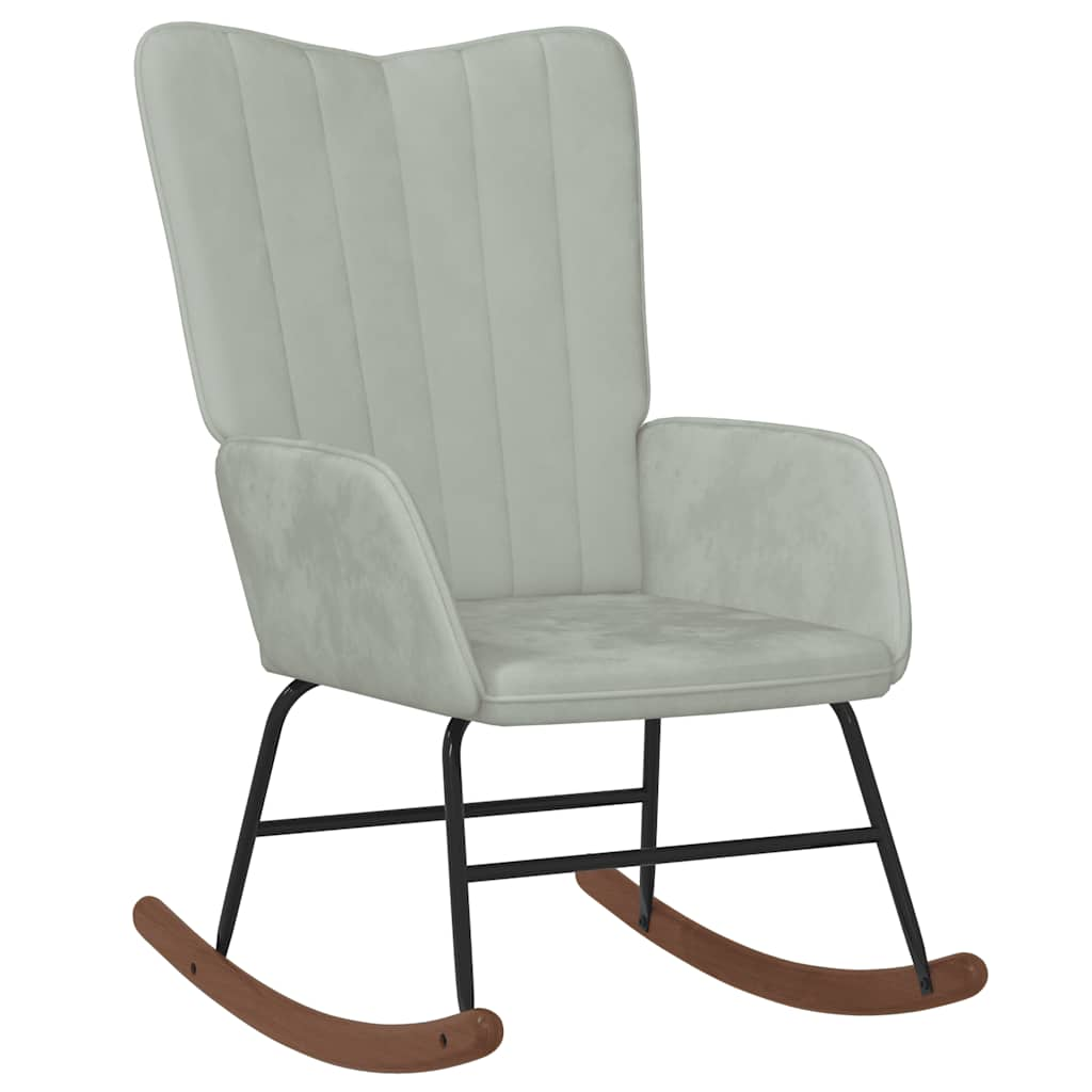 Rocking chair, light gray, velvet