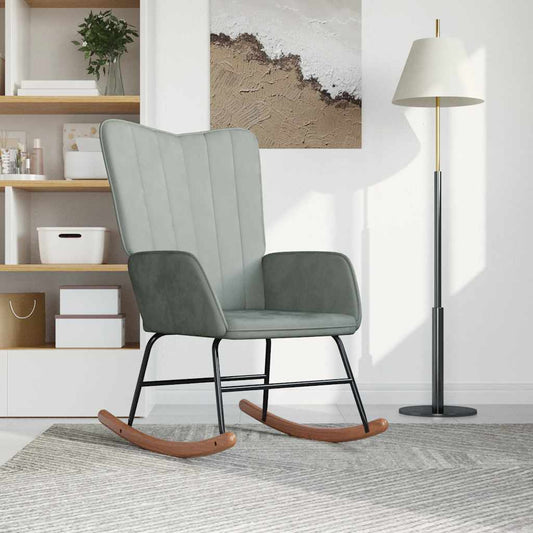 Rocking chair, light gray, velvet