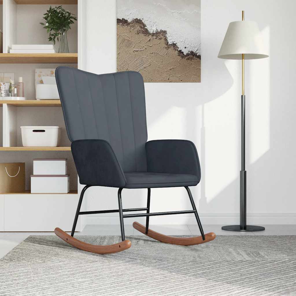 Rocking chair, dark grey, velvet