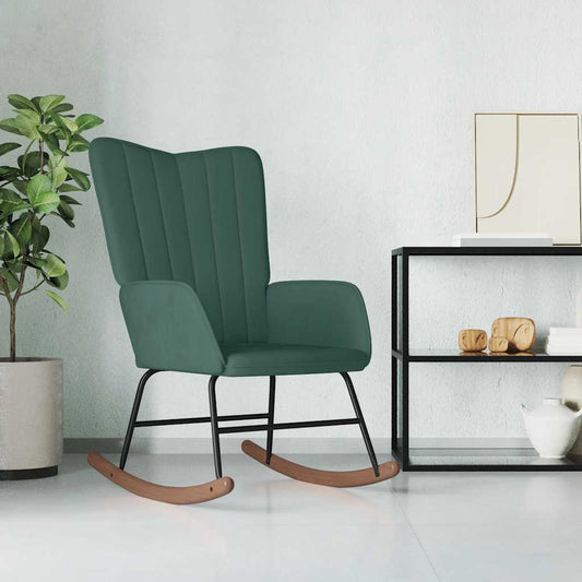 Rocking chair, dark green, velvet