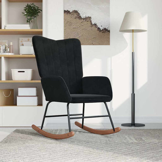 Rocking chair, black, velvet