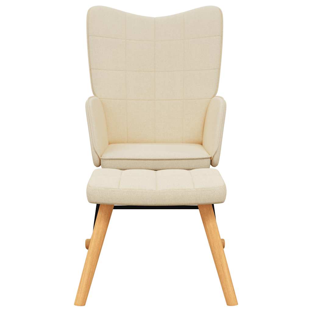 Rocking chair with stool, cream, textile