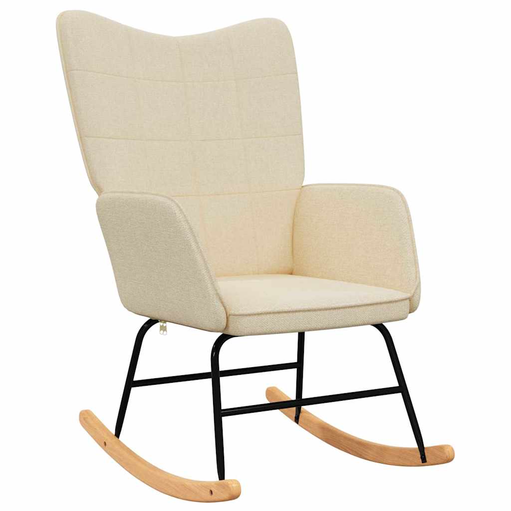 Rocking chair with stool, cream, textile