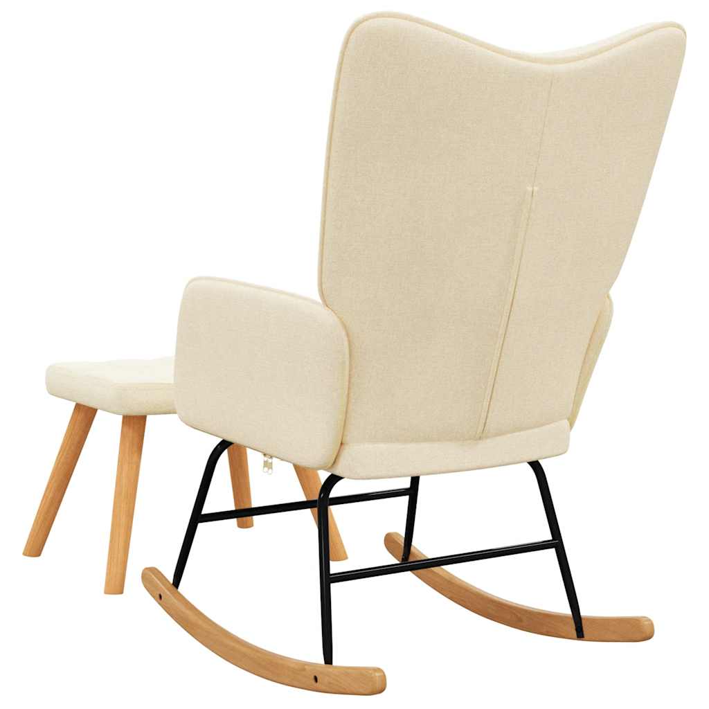 Rocking chair with stool, cream, textile