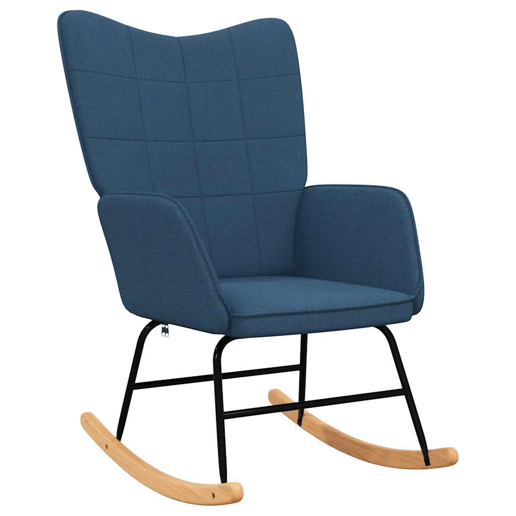 Rocking chair with stool, blue, textile