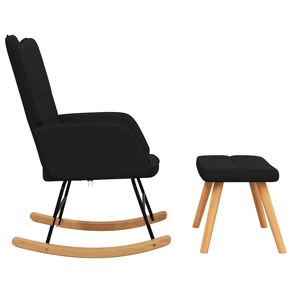 Rocking chair with stool, black, textile