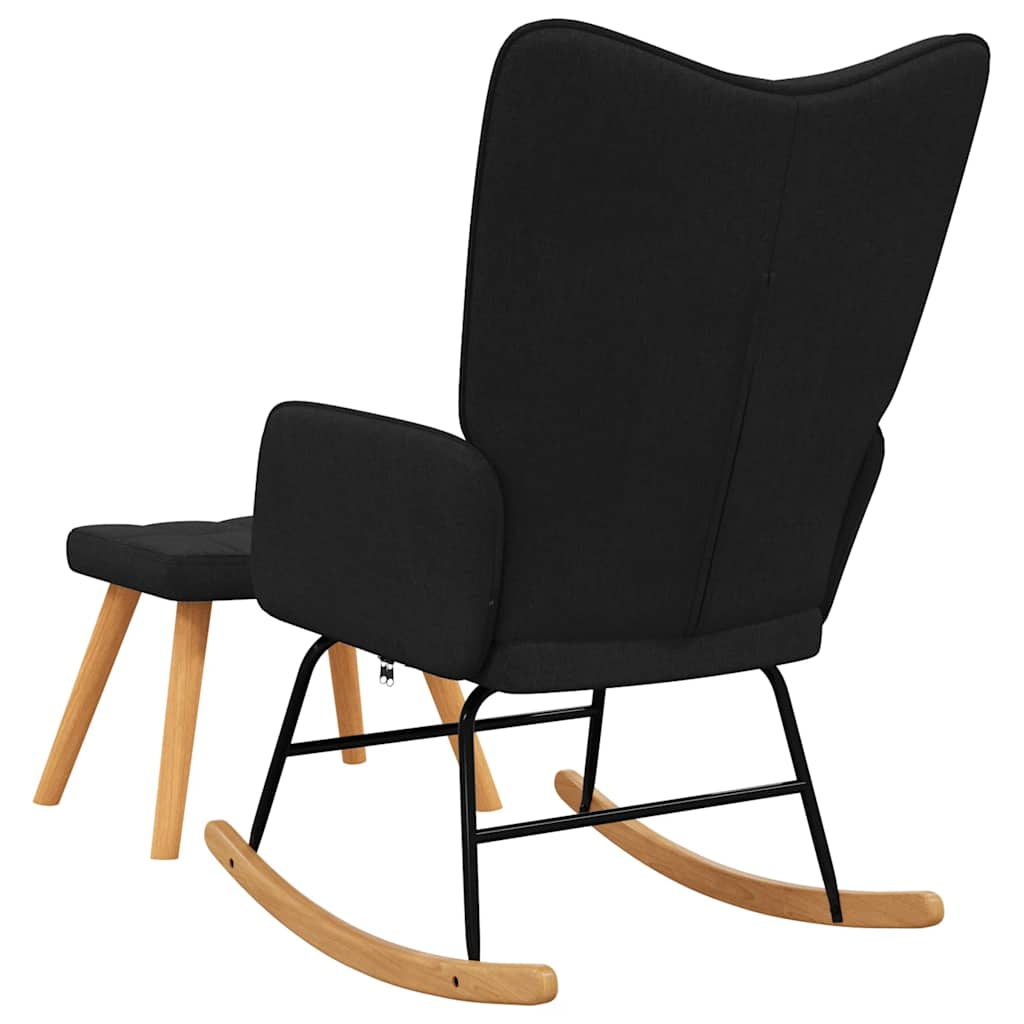 Rocking chair with stool, black, textile