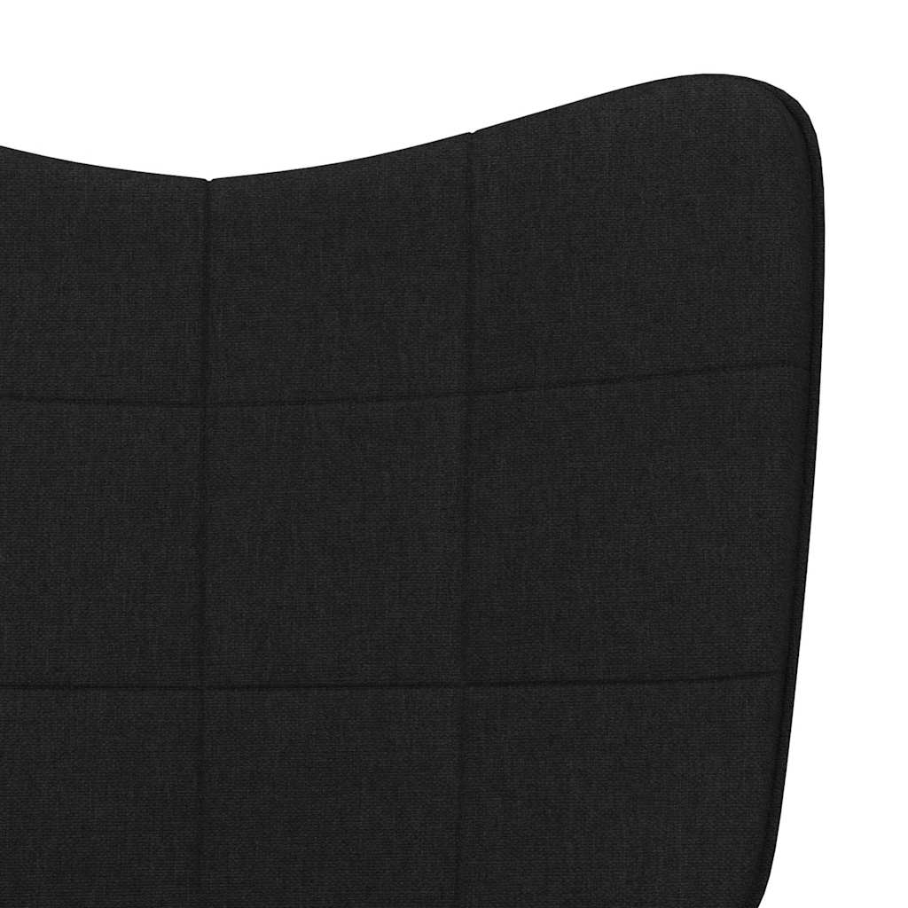 Scaun balansoar cu taburet, negru, textil