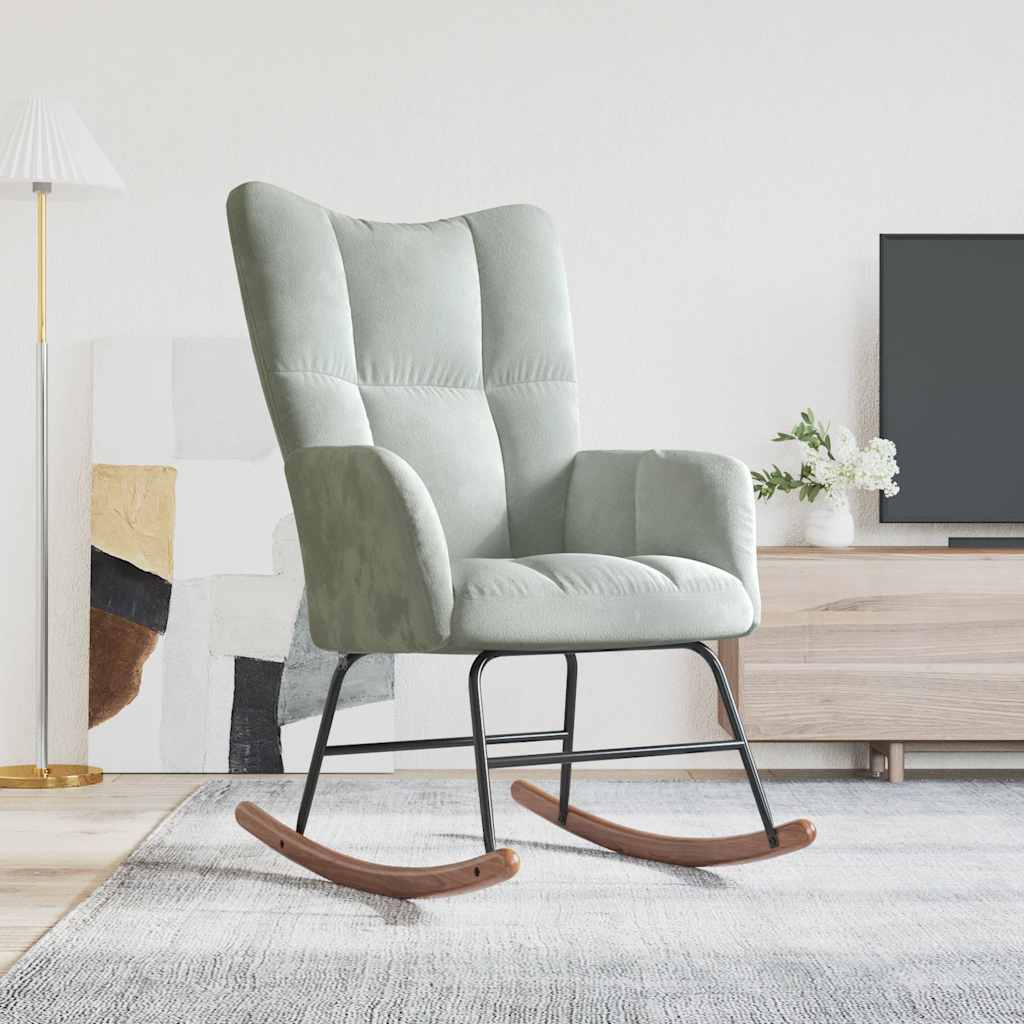 Rocking chair, light gray, velvet