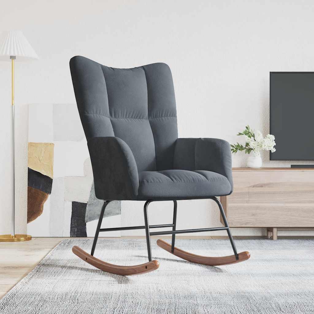 Rocking chair, dark grey, velvet