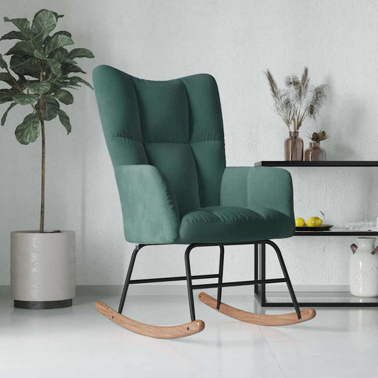 Rocking chair, dark green, velvet