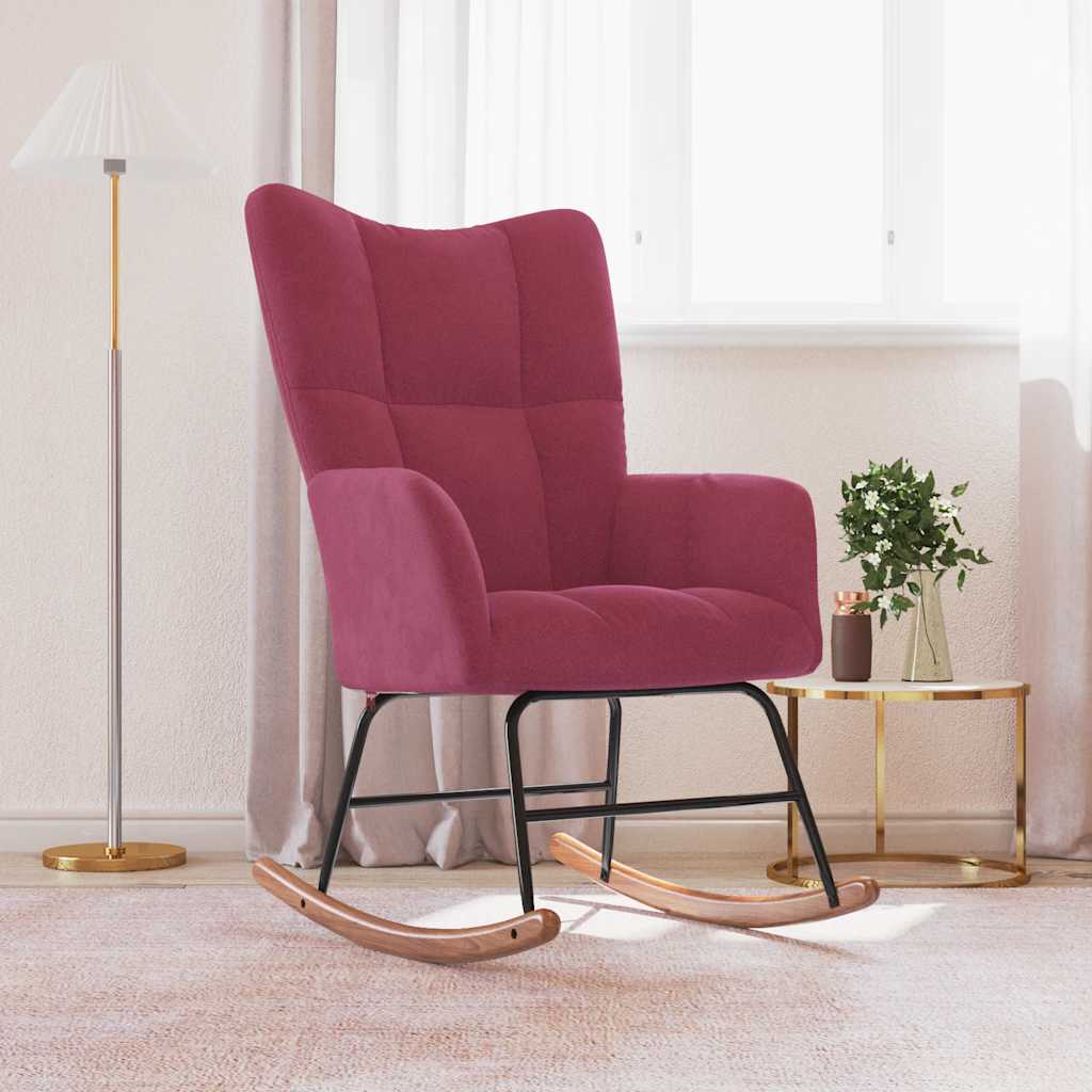 Rocking chair, wine red, velvet