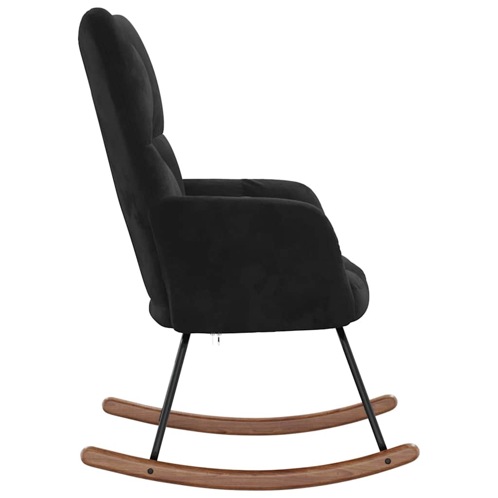 Rocking chair, black, velvet