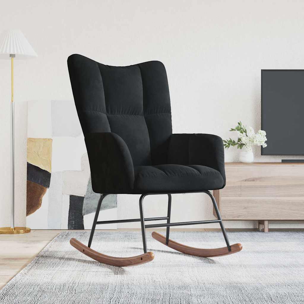 Rocking chair, black, velvet