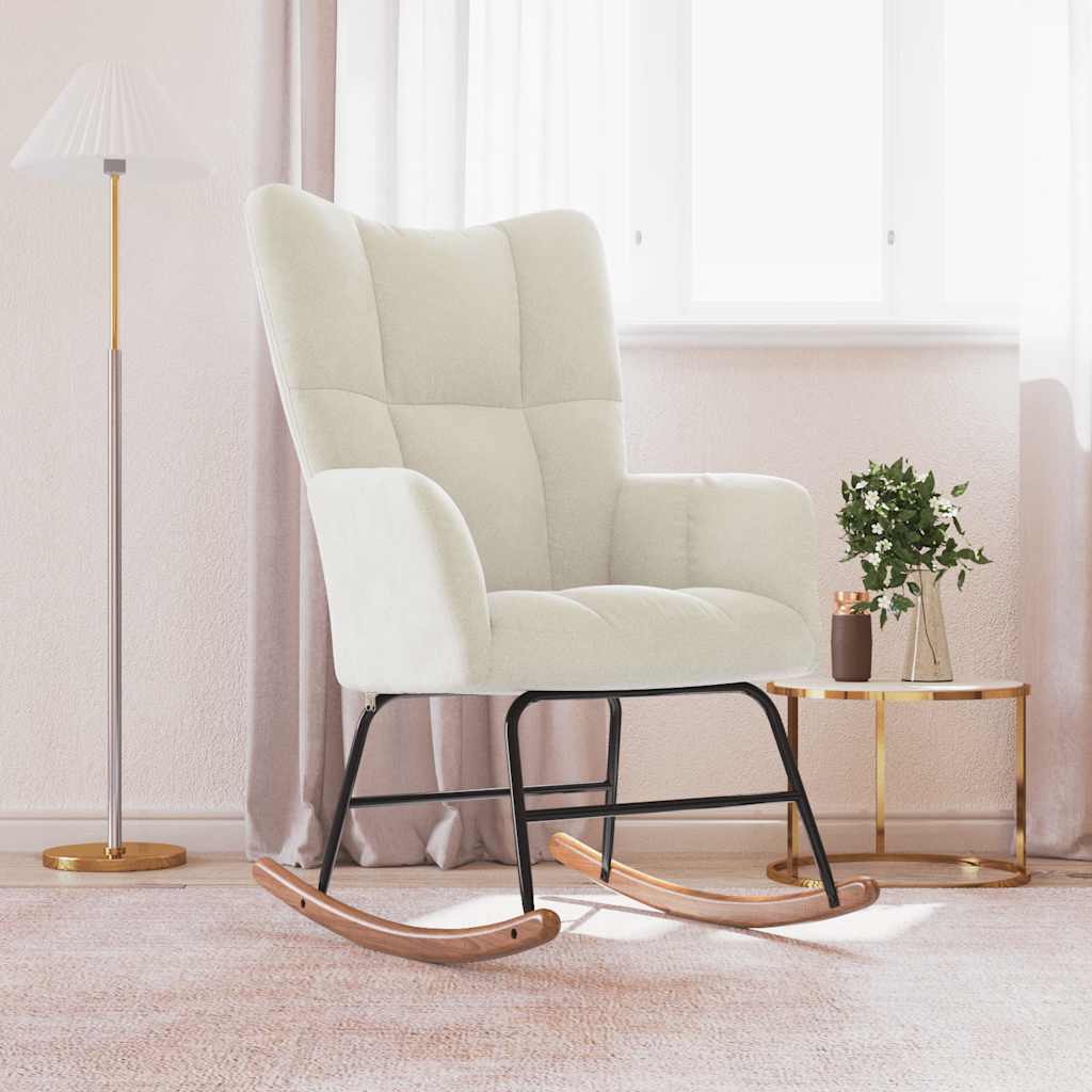 Rocking chair, cream white, velvet