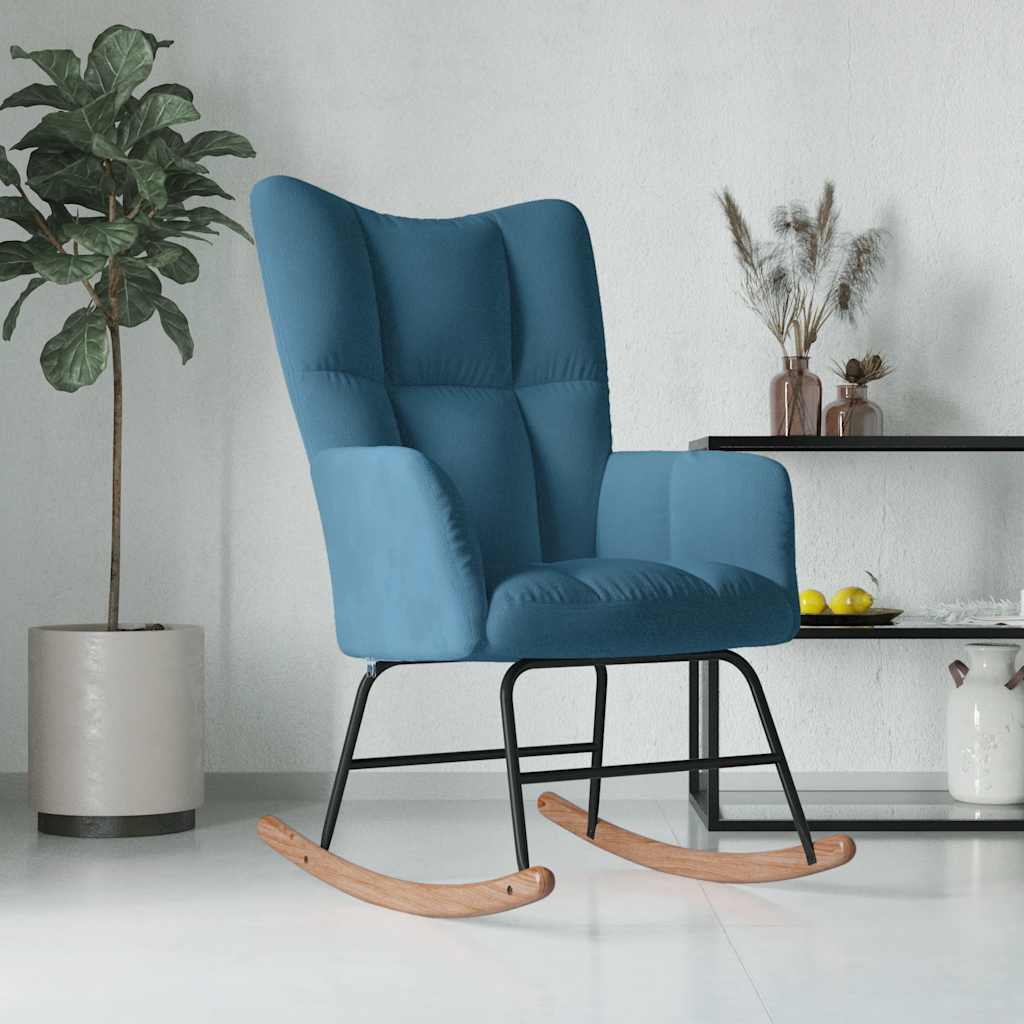 Rocking chair, blue, velvet