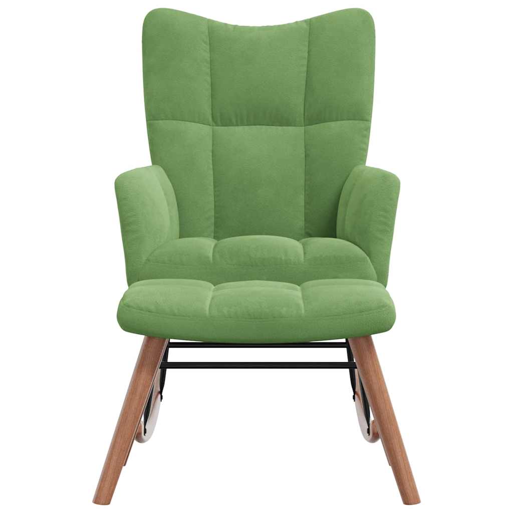 Rocking chair with stool, light green, velvet