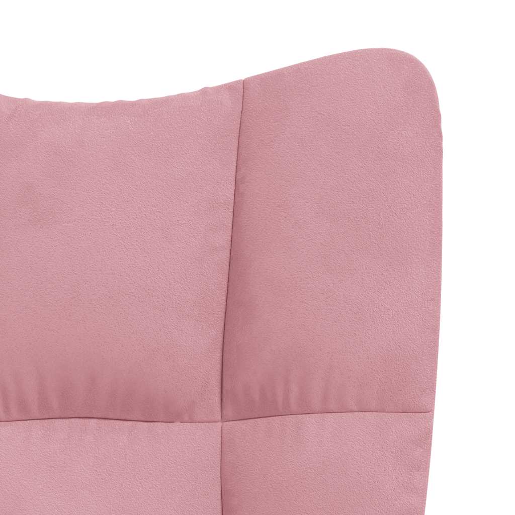 Rocking chair with stool, pink, velvet