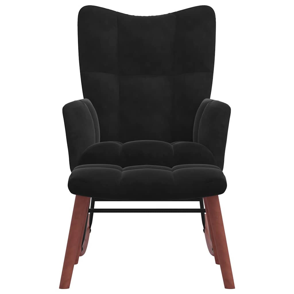 Rocking chair with stool, black, velvet