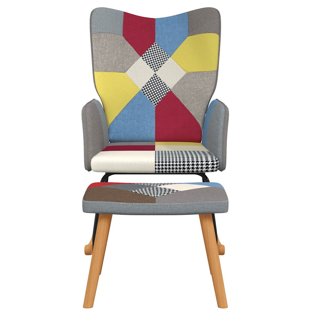 Rocking chair with stool, mosaic, textile material