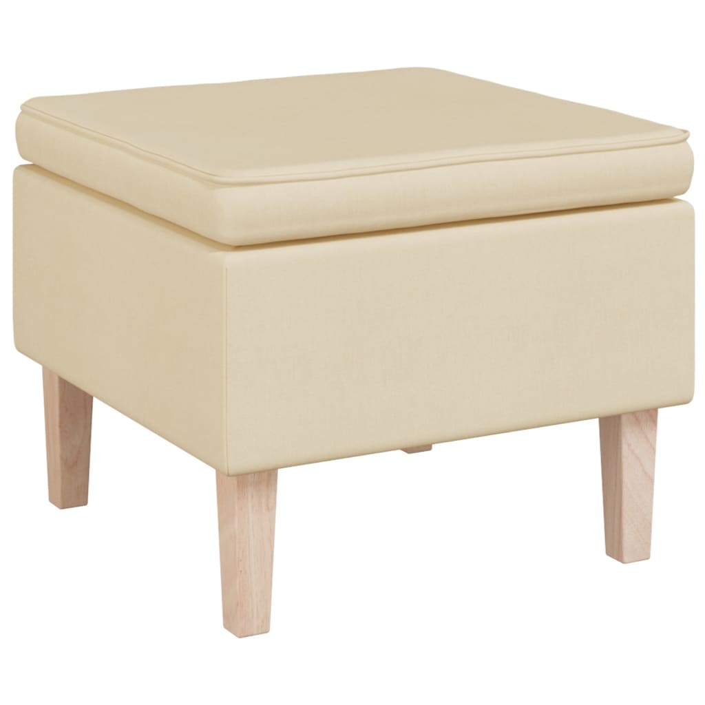 Chair with wooden legs, cream, fabric