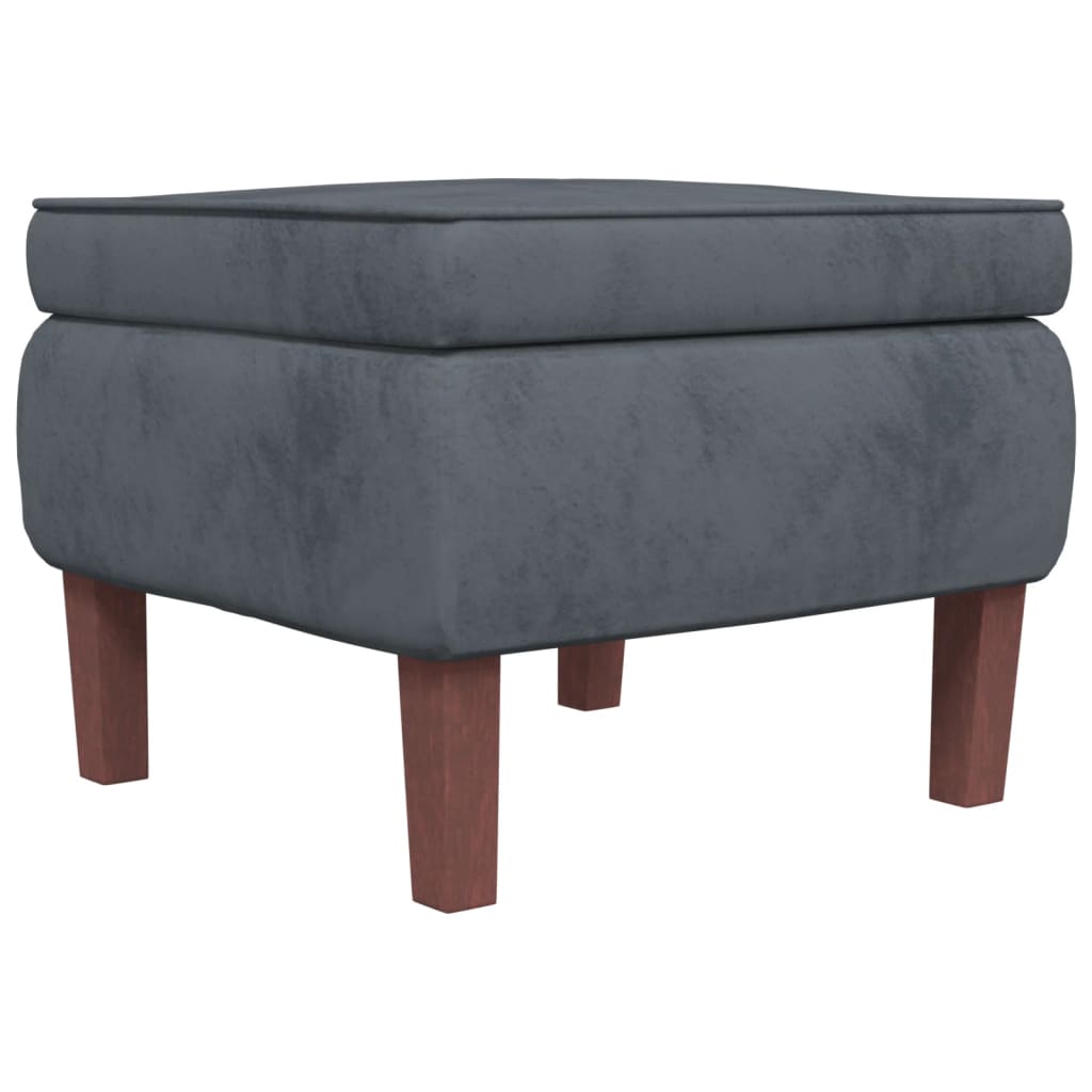 Chair with wooden legs, dark gray, velvet