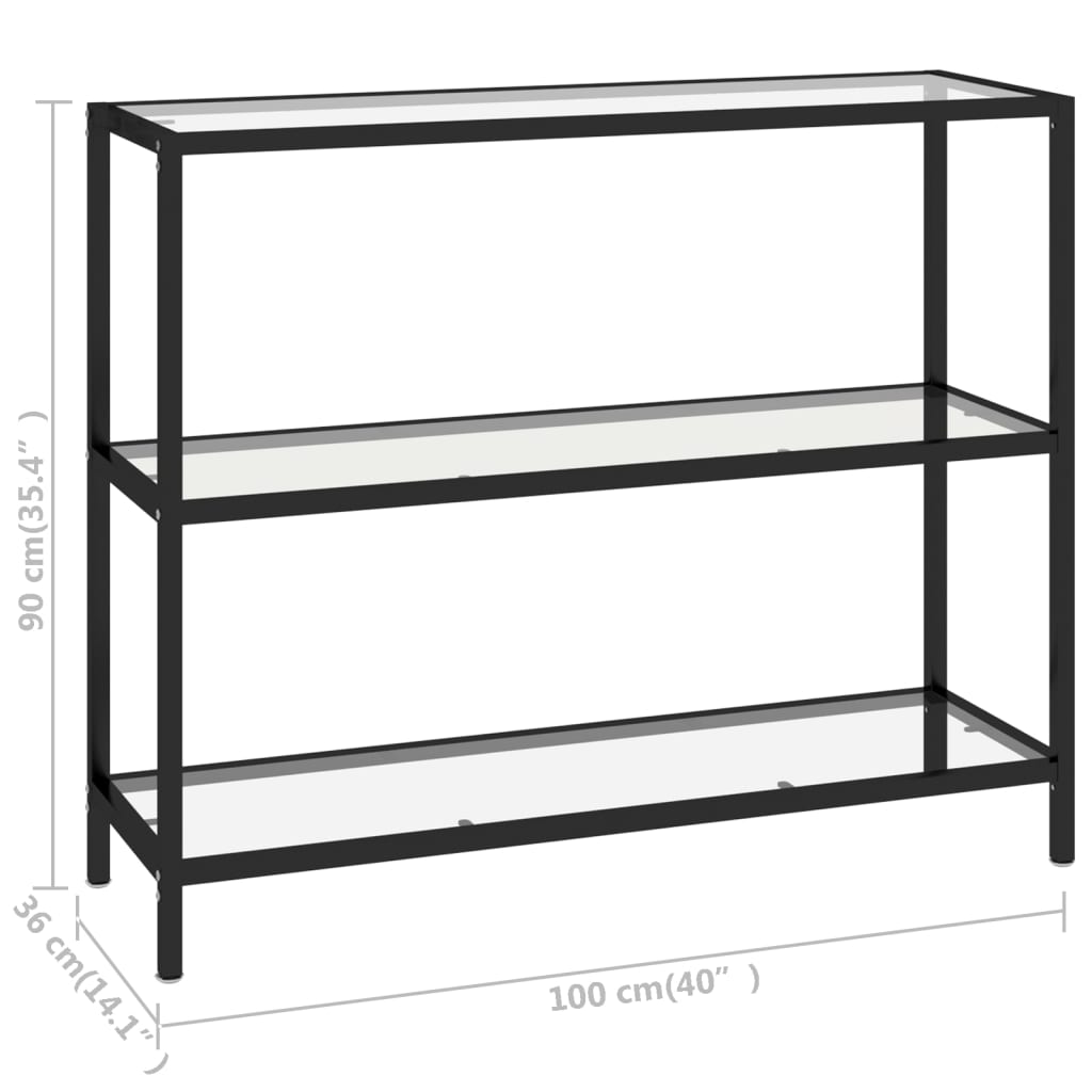 Shelf, transparent, 100x36x90 cm, tempered glass