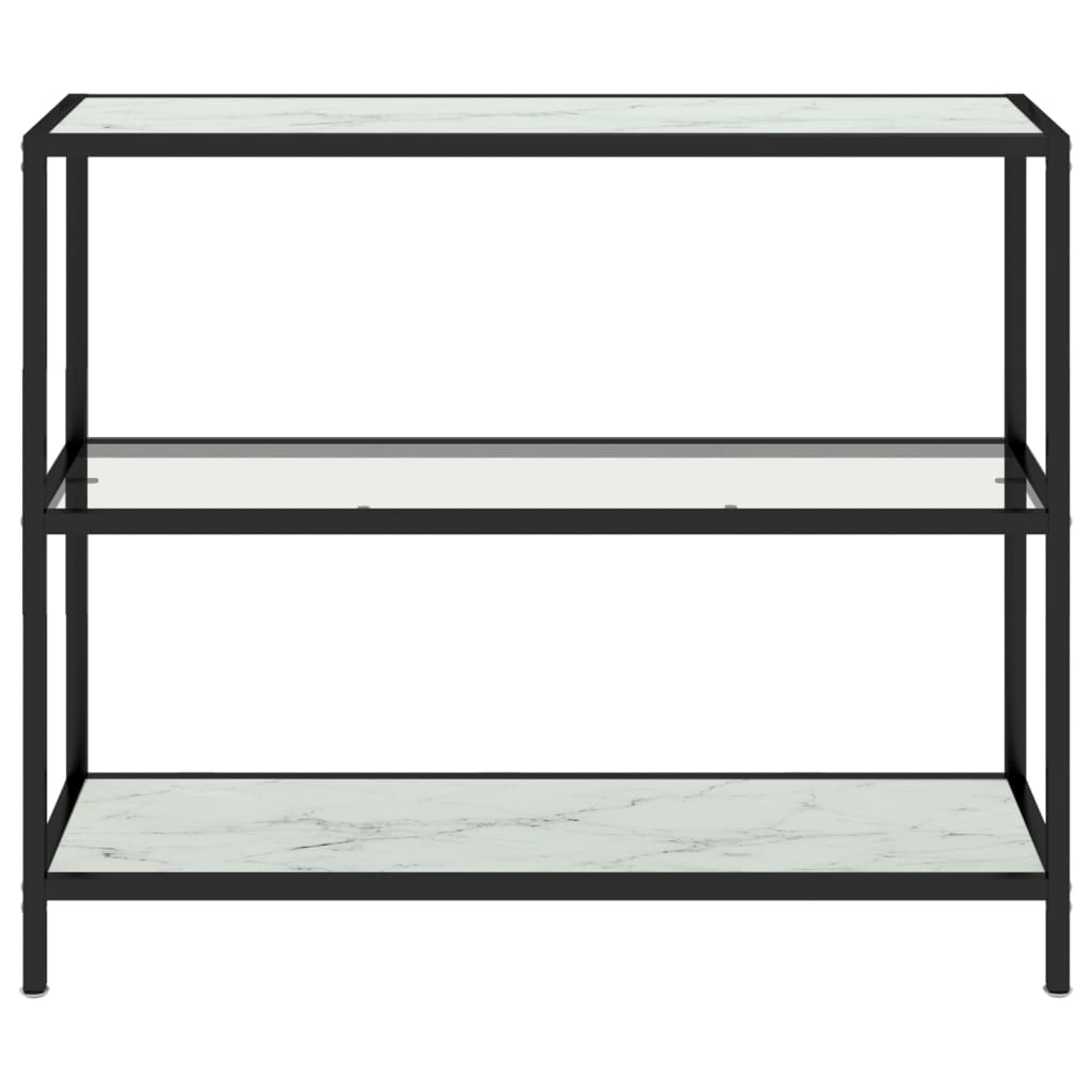 Shelf, transparent/marble white, 100x36x90 cm, tempered glass