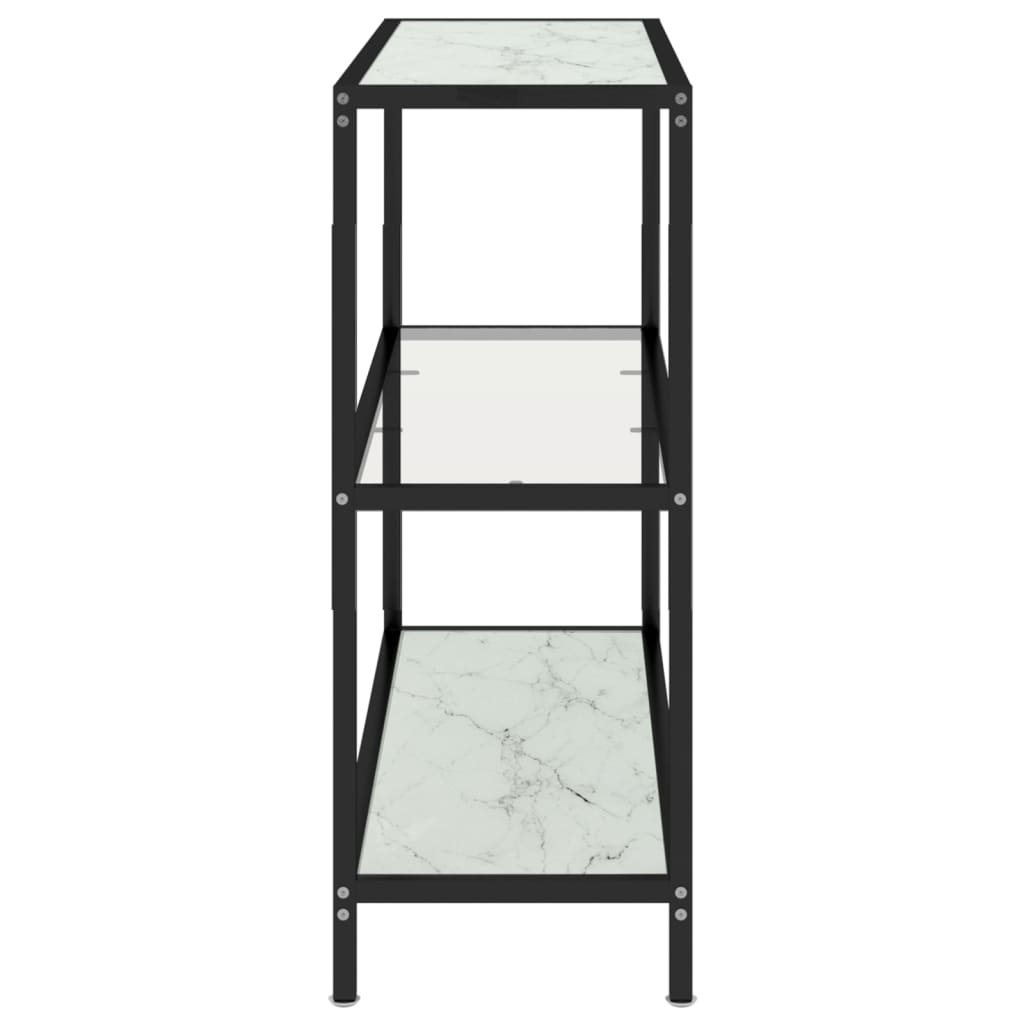 Shelf, transparent/marble white, 100x36x90 cm, tempered glass