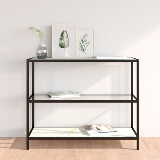 Shelf, transparent/marble white, 100x36x90 cm, tempered glass