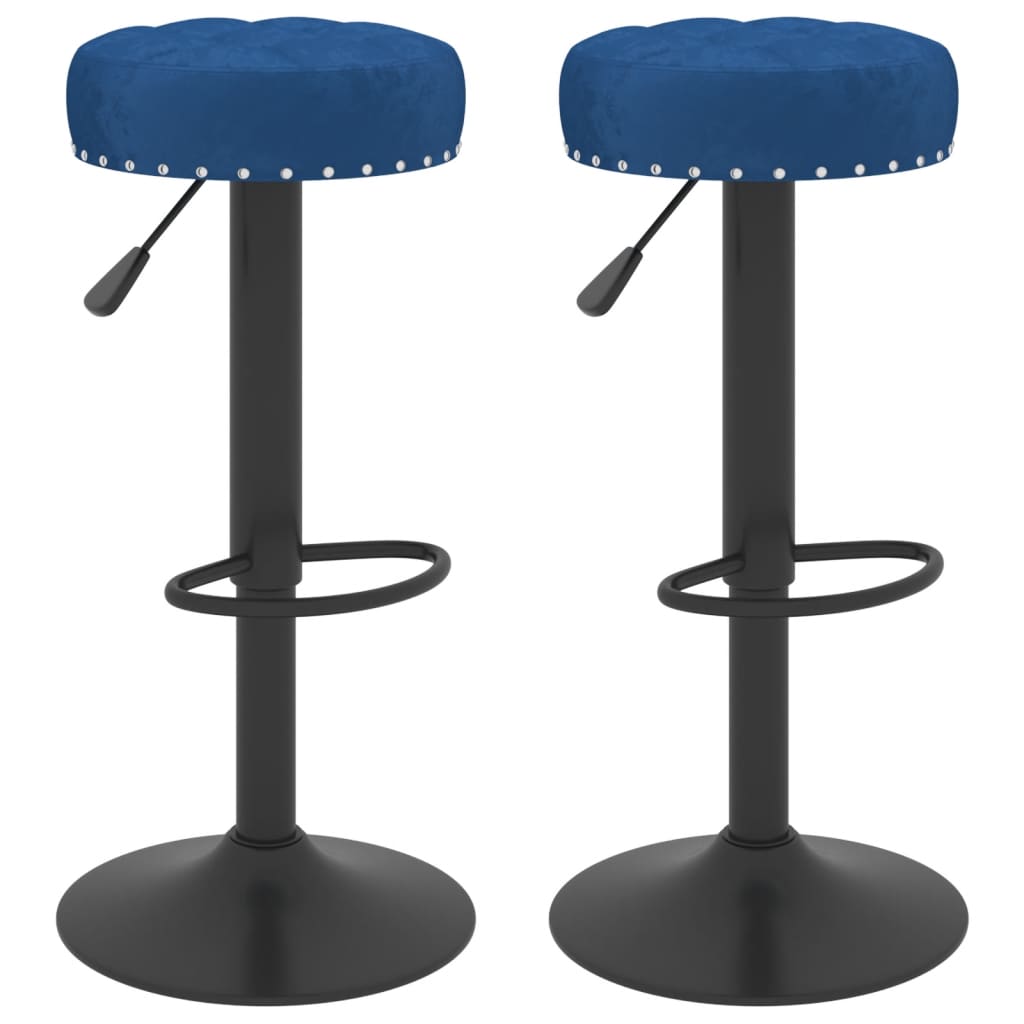 Bar stools, 2 pcs., blue, velvet