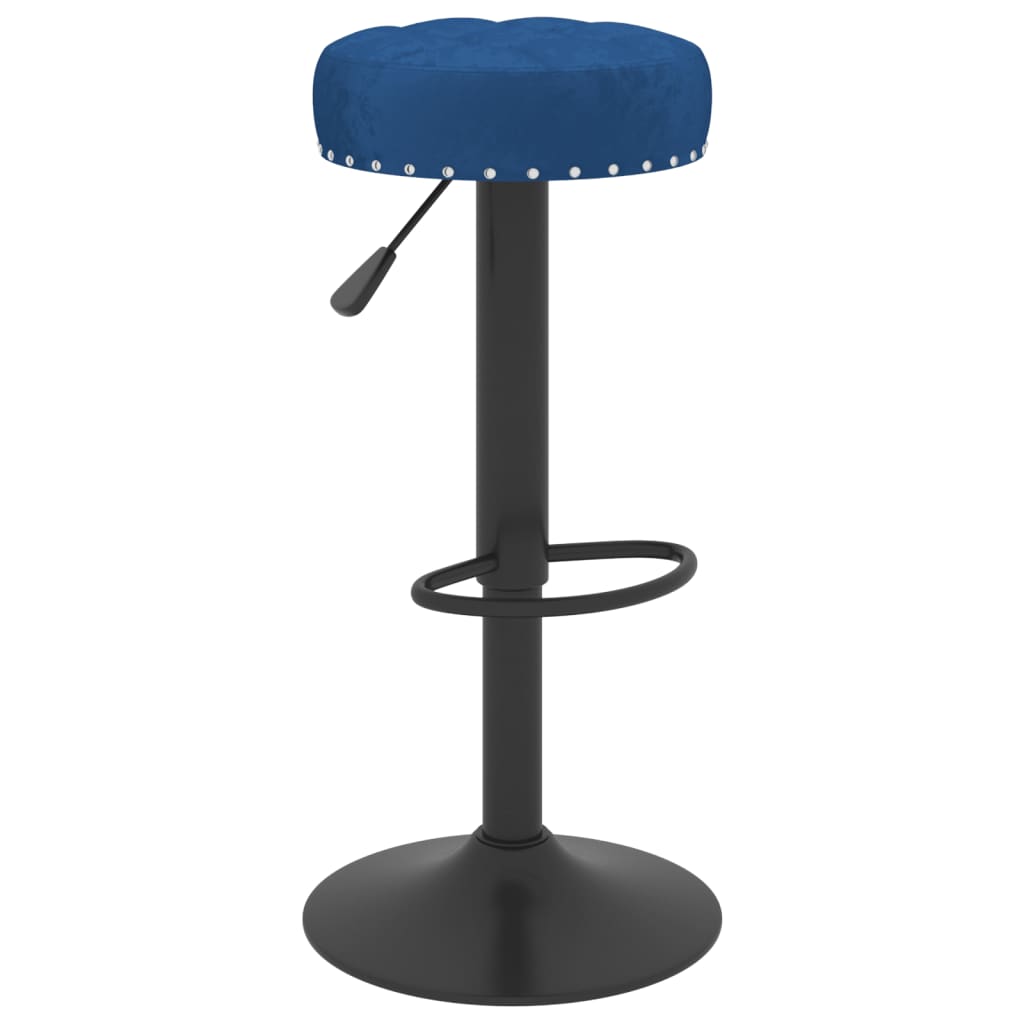 Bar stools, 2 pcs., blue, velvet