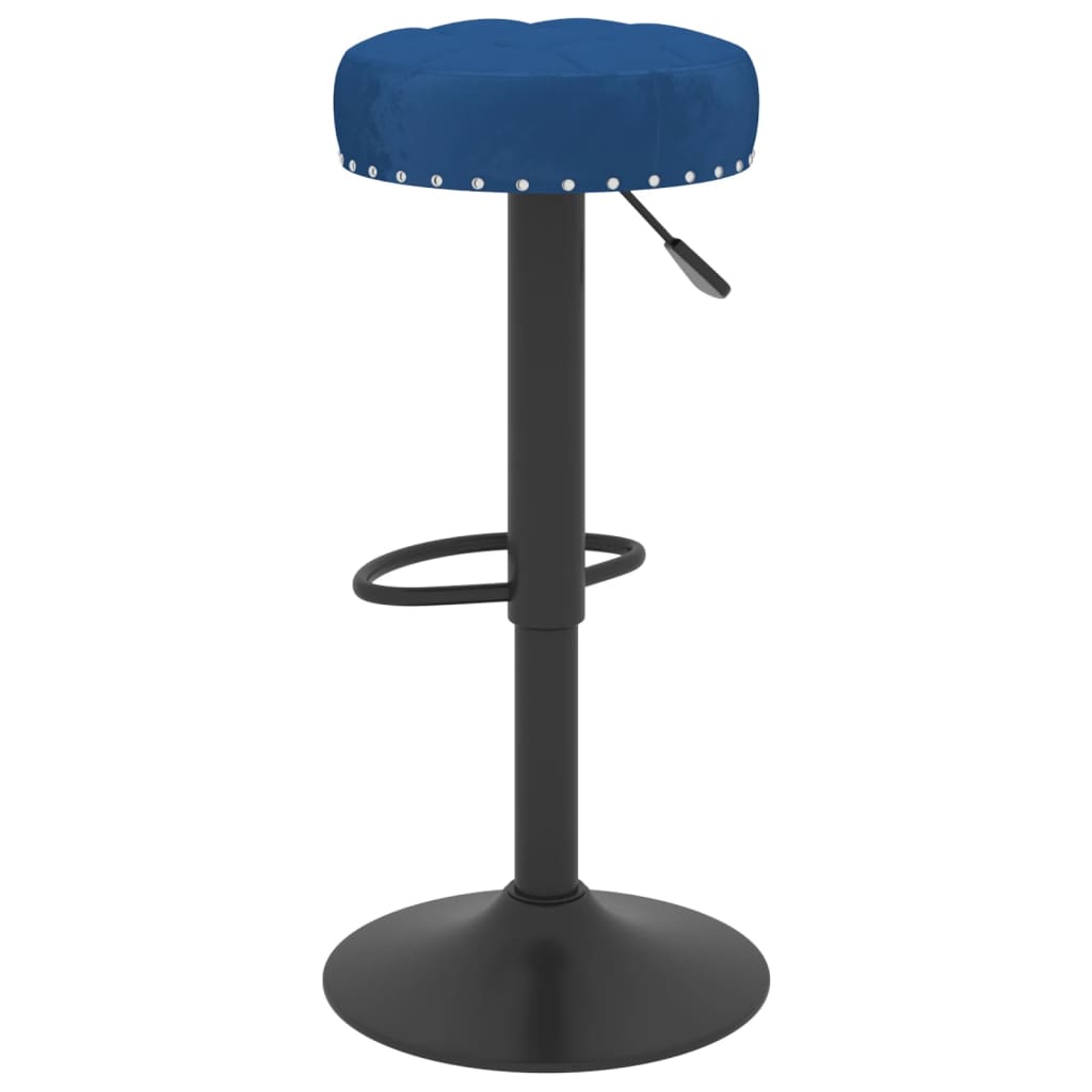 Bar stools, 2 pcs., blue, velvet