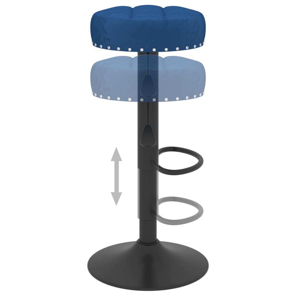 Bar stools, 2 pcs., blue, velvet