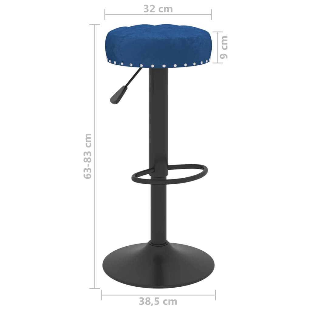 Bar stools, 2 pcs., blue, velvet