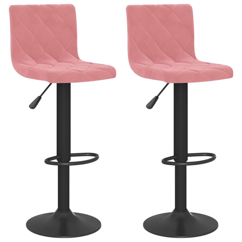 Bar stools, 2 pcs., pink, velvet