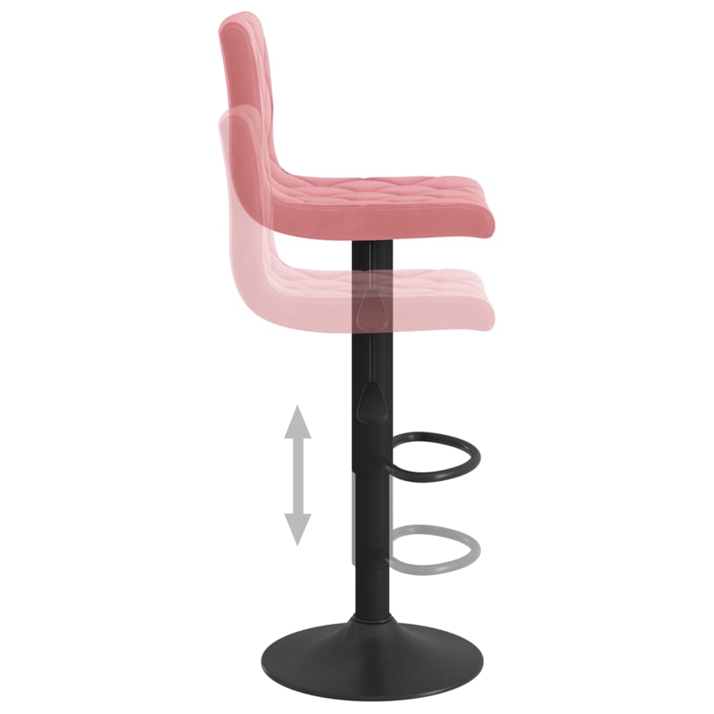 Bar stools, 2 pcs., pink, velvet