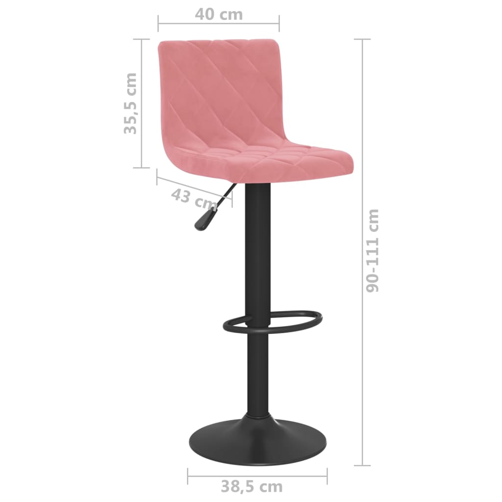 Bar stools, 2 pcs., pink, velvet