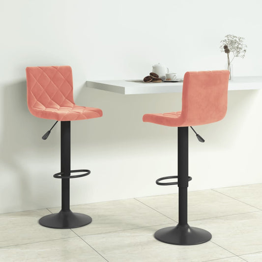 Bar stools, 2 pcs., pink, velvet