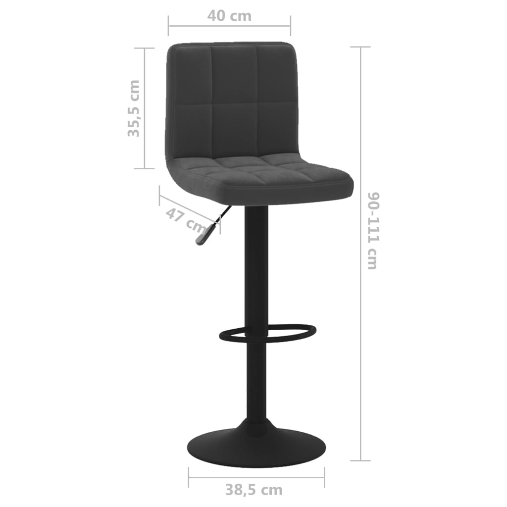 Bar stools, 2 pcs., black, velvet